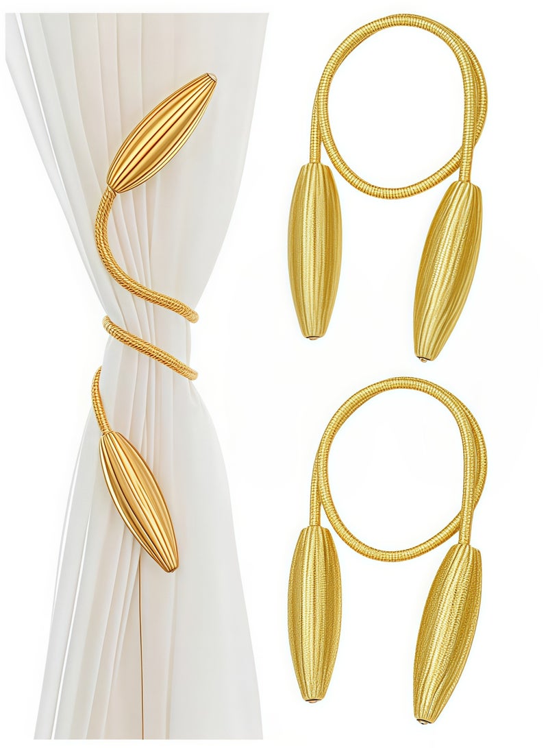 Curtain Ties, 2-Pack Curtain Tie Clips, Creative Decorative Curtain Twist Ties, European Style Curtain Holder Curtain Fixer for Home and Office (Gold)  - Image 1