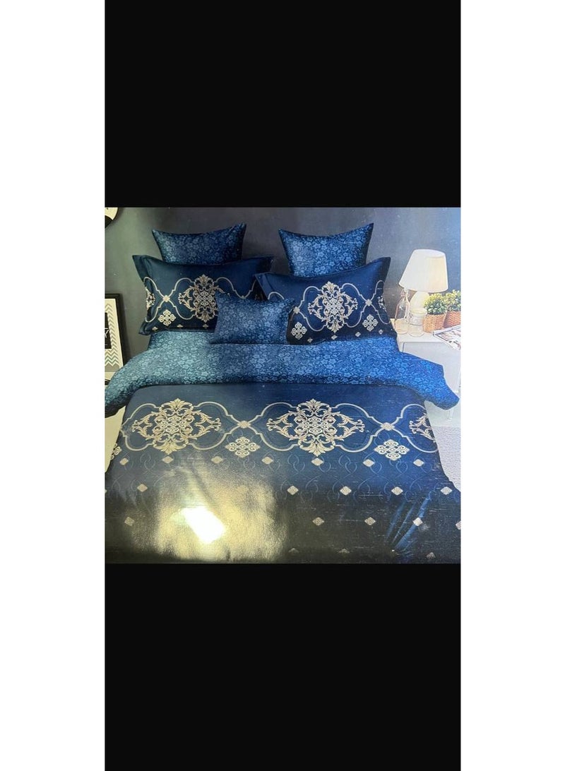 طقم سرير ملكي فاخر (6 قطع) – غطاء لحاف ناعم وقابل للتنفس 220x240 سم من القطن