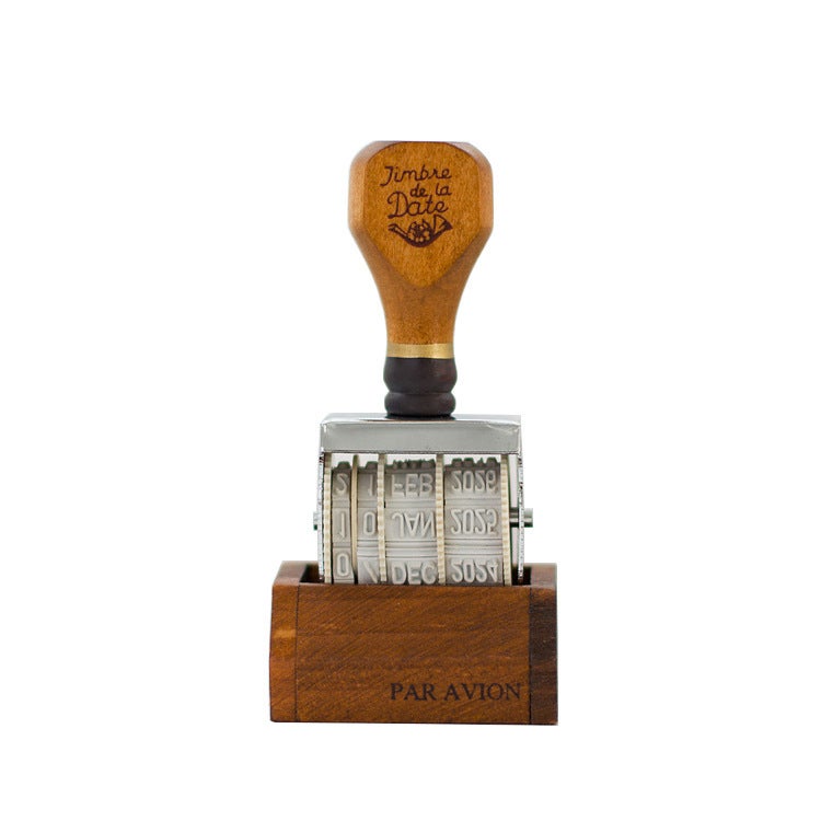 Korean DIY Roller Knob Stamp Tool – Retro Date Postmark for Hand Accounts - Image 1