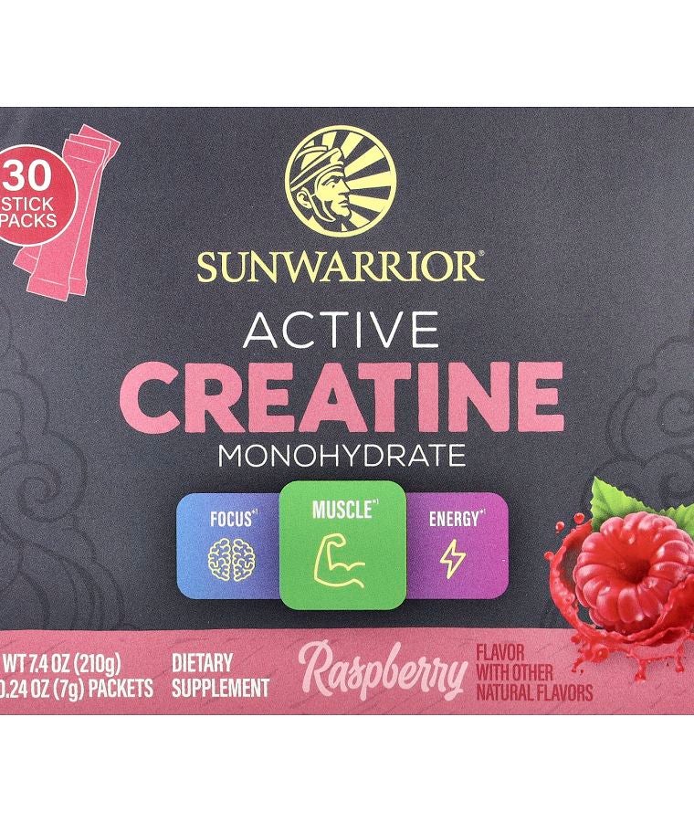 Sunwarrior Active Creatine Monohydrate Raspberry 30 Packets 0.24 oz (7 g) Each