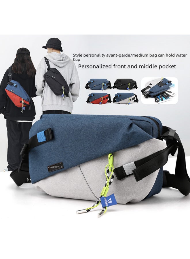 Large Capacity Men's Crossbody Bag Trendy Messenger Bag Single Shoulder Chest Cycling Functional For Men-Color:1812#Pure Black/upgraded Version + Pendant 2 Yuan - Image 2