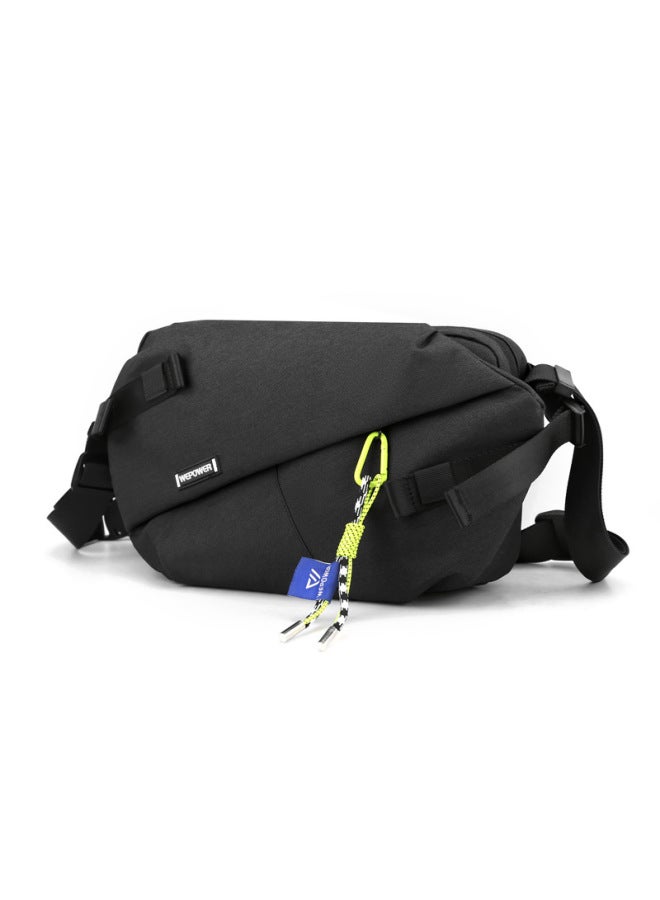 Large Capacity Men's Crossbody Bag Trendy Messenger Bag Single Shoulder Chest Cycling Functional For Men-Color:1812#Pure Black/upgraded Version + Pendant 2 Yuan - Image 1