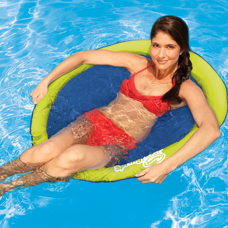 SwimWays Spring Float Papasan - Mesh Float for Pool or Lake - Light Blue/Lime - Image 2