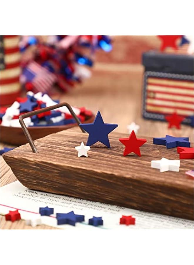 Arabest Wood Stars Decorations Red White Blue Wooden Crafts Patriotic Star Shaped Tiered Tray Ornaments 4th of July Veterans Day Labor Independence Memorial(120 Pcs,0.4, 0.8, 1.2 Inch) - Image 5