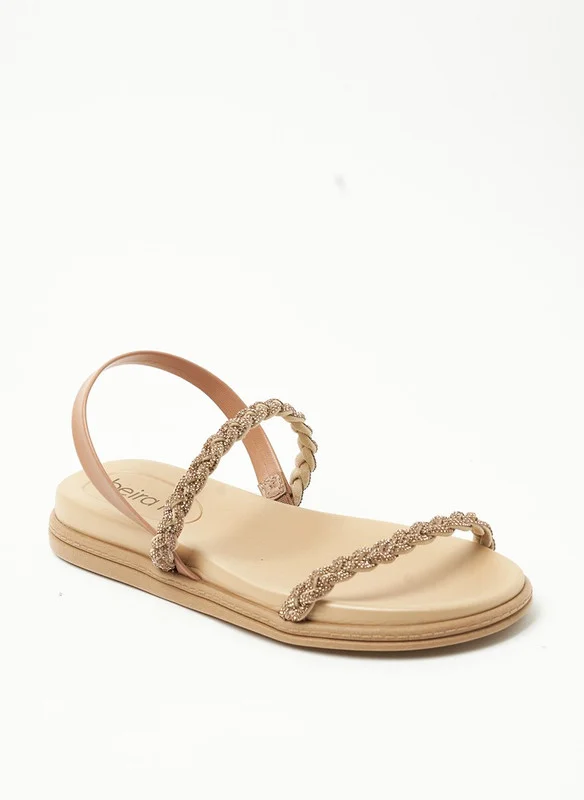 بيرا ريو Beira Rio Ladies Sandals With Back Strap Gold | Made In Brazil