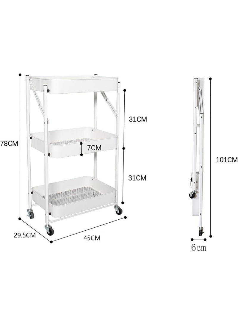 Nadrab Installation free open three-layer wheeled storage handcart, easy to install, suitable for offices, living rooms, study rooms, pink - Image 2