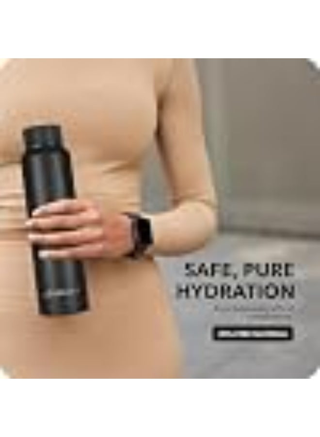 Boldfit Water Bottles Stainless Steel Water Bottle 1 Litre for School, Office, Home, Gym 1 Litre Sipper for Men Leakproof, Rust Free - 1000 ml Black - Image 2