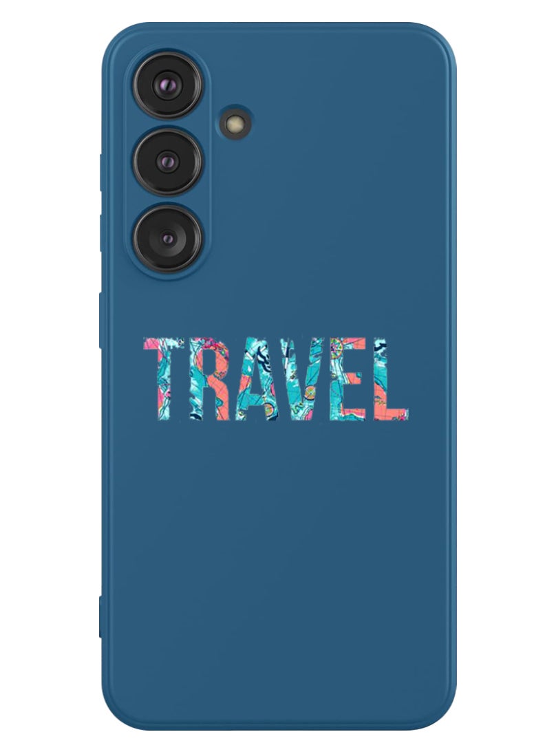 Theodor Protective Slim Fit Case Liquid Silicone Cover with Full Body Protection Anti-Scratch Shockproof Case For Samsung Galaxy S24 (Blue) - Travel 1 - Image 1