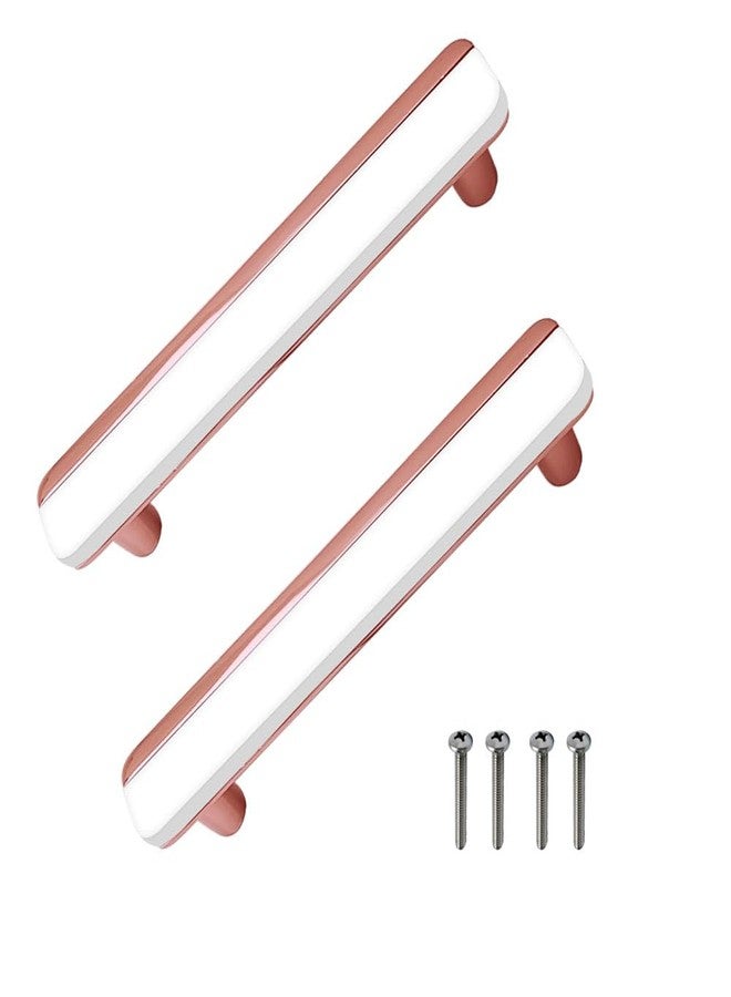 VOLO Cabinet Pull-Push Handles for Wardrobe, Cupboard, and Kitchen Drawer | Modern Pull Handles for Doors & Drawers | (R-178) (2, White Rose Gold, 96MM (4 Inch)) - Image 1