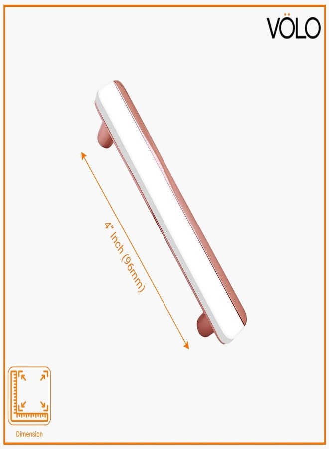VOLO Cabinet Pull-Push Handles for Wardrobe, Cupboard, and Kitchen Drawer | Modern Pull Handles for Doors & Drawers | (R-178) (2, White Rose Gold, 96MM (4 Inch)) - Image 2