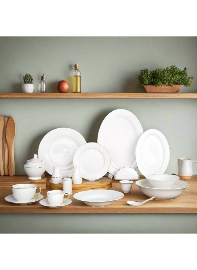 SIDDIQ Elegant 71-Piece White Dinnerware Set Ds-21A374 