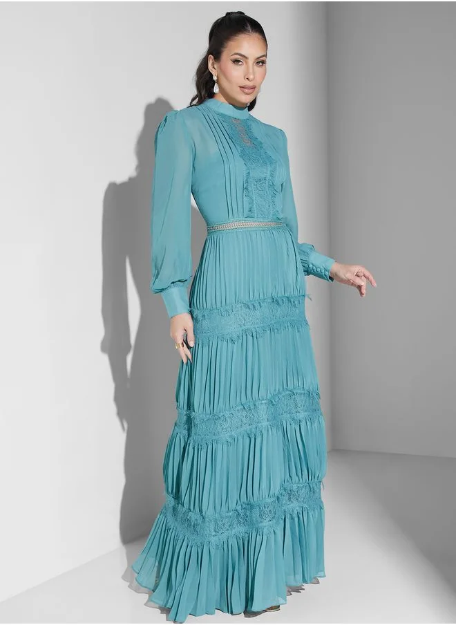 True Decadence High Neck Pleated Dress