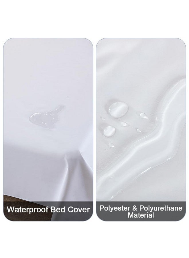 DUJUIKE Waterproof Bed Cover For Dog And Cats,Pet Hair Resistant Bed Sheet Cover, Protective Bed Liner Cover With 100% Waterproof Breathable Thin Fabric (Queen 78 * 90 Inch, White) - Image 2