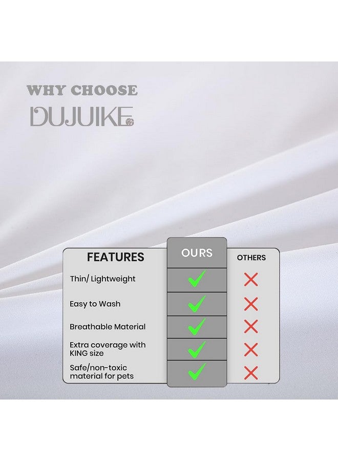 DUJUIKE Waterproof Bed Cover For Dog And Cats,Pet Hair Resistant Bed Sheet Cover, Protective Bed Liner Cover With 100% Waterproof Breathable Thin Fabric (Queen 78 * 90 Inch, White) - Image 4