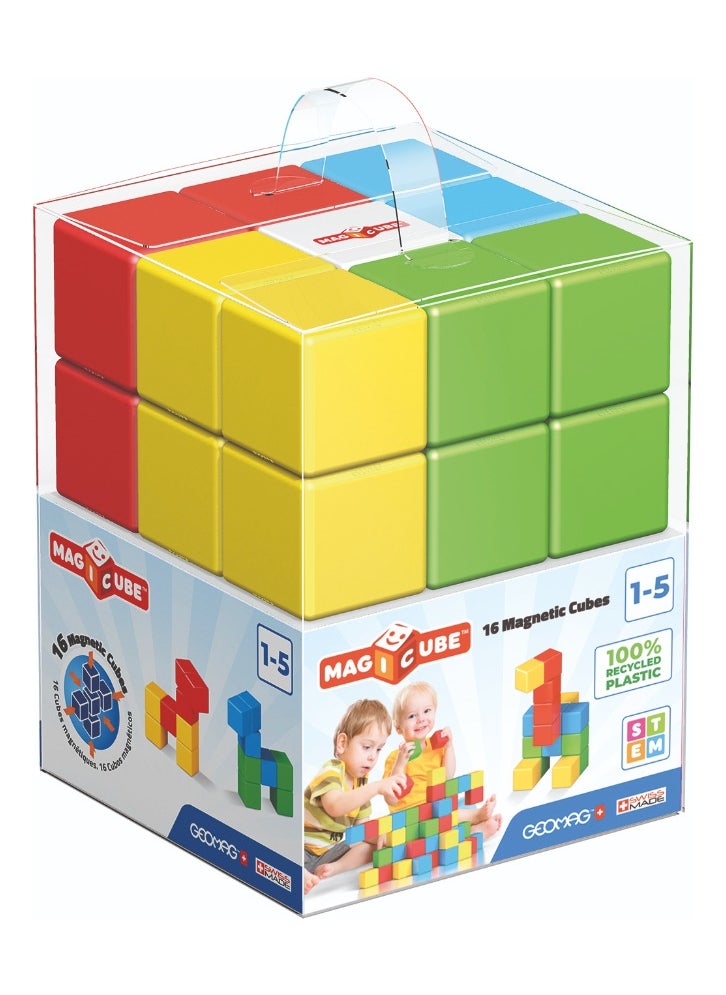 GEOMAG - Geomag Magicube Full Color Crystal Magnetic Construction STEM Toy 16 Pcs - Image 1