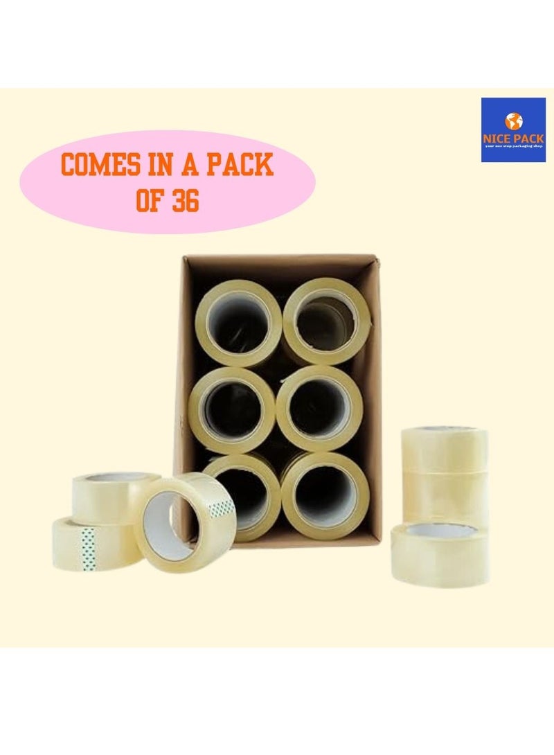 Nice Pack 2 inch wide 36 Rolls Clear Tape Heavy Duty Packaging Tape for Shipping, Moving, Stationery and Sealing - Image 2