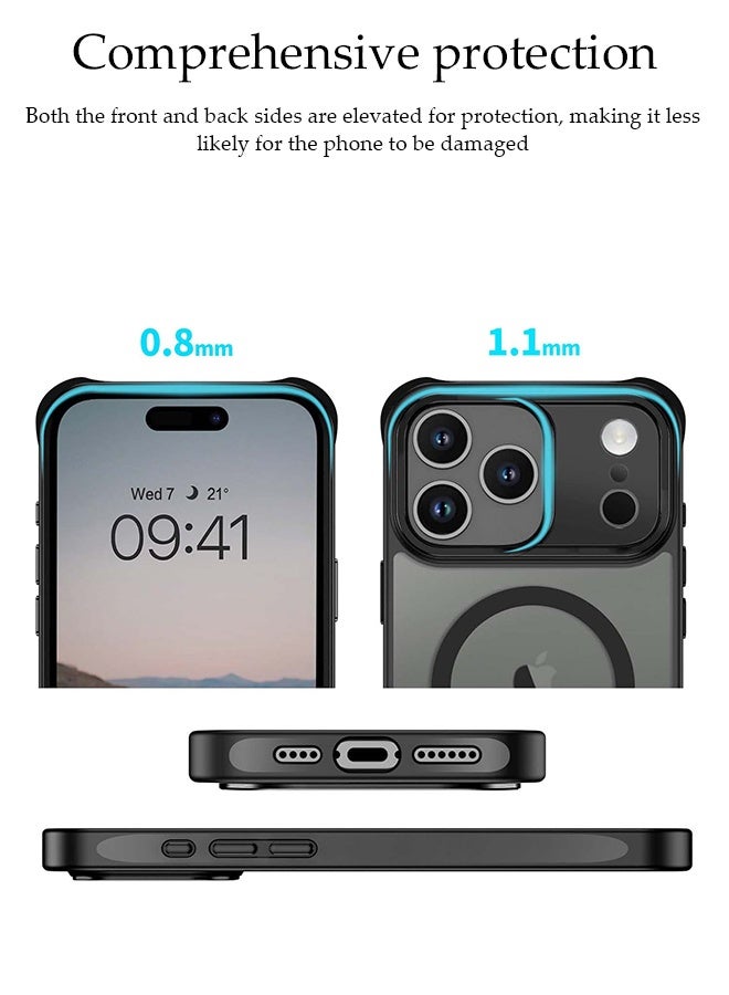 DUNISO Magnetic Phone Case for iPhone 17 Pro Translucent Anti-Slip and Drop-Proof Rugged Waterproof Case Compatible with MagSafe， Raised Rdges Protect Camera & Screen Ultra Thin Frosted Finish Phone Case for iPhone 17 Pro - Image 2