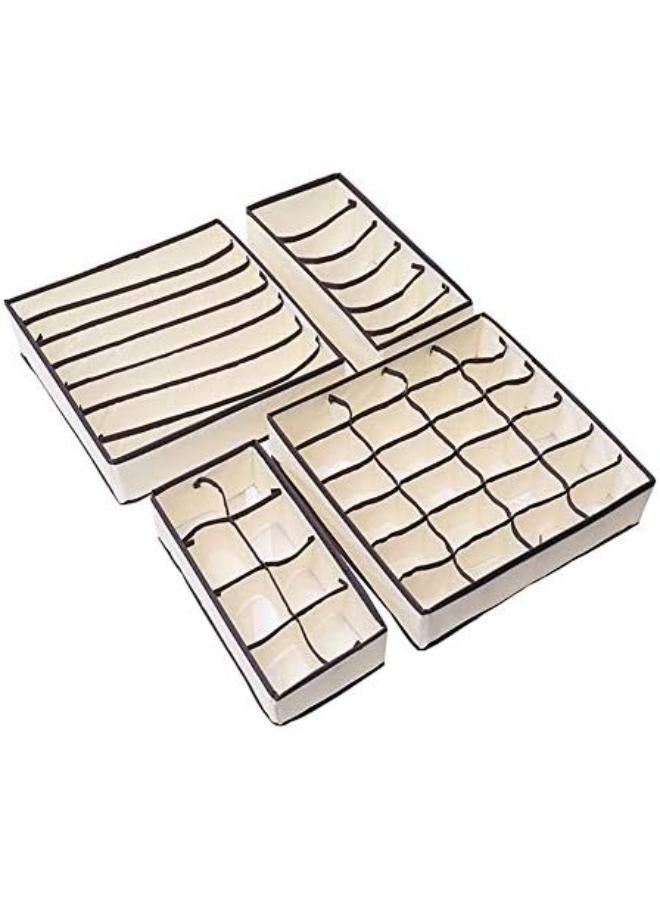 Drawer Organizer Foldable Cabinet Underwear Storage Box Closet Dresser Divider Basket Bins For Storing Lingerie, Bra, Socks, Clothes, Ties And Belt(4Pc) - Image 1