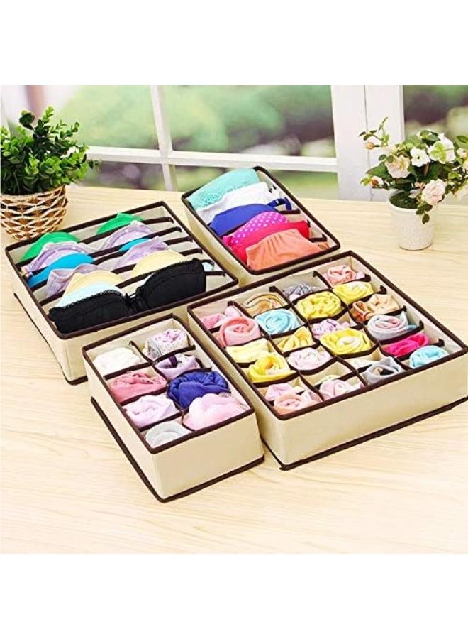 Drawer Organizer Foldable Cabinet Underwear Storage Box Closet Dresser Divider Basket Bins For Storing Lingerie, Bra, Socks, Clothes, Ties And Belt(4Pc) - Image 2