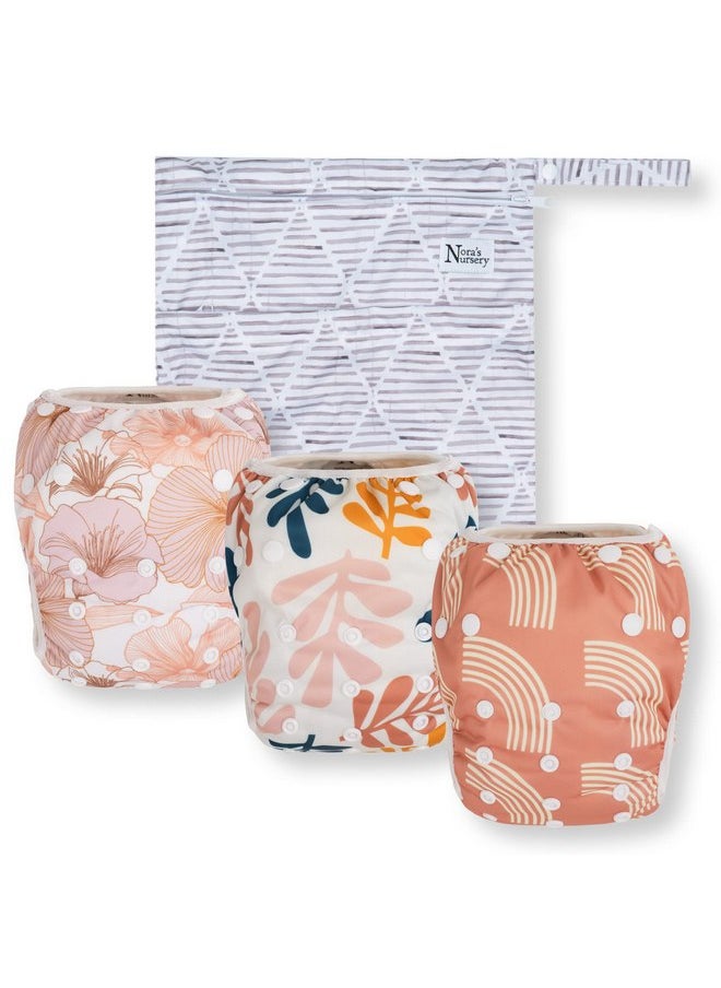 Nora's Nursery - Reusable Swim Diapers and Wet Bag - One Size Fully Adjustable - Tropical 3 Pack with Wet Bag by Nora's Nursery - Image 1