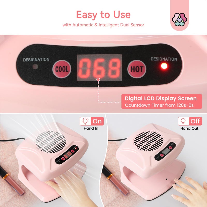 SAVILAND Professional Nail Dryer: 300W Quick Drying Nail Dryer for Regular Polish Acrylic Dip Powder Nail Dehydrator Primer Nail Polish Dryer Fan with Hot & Cold Air Must Have Nail Tech Supplies - Image 5
