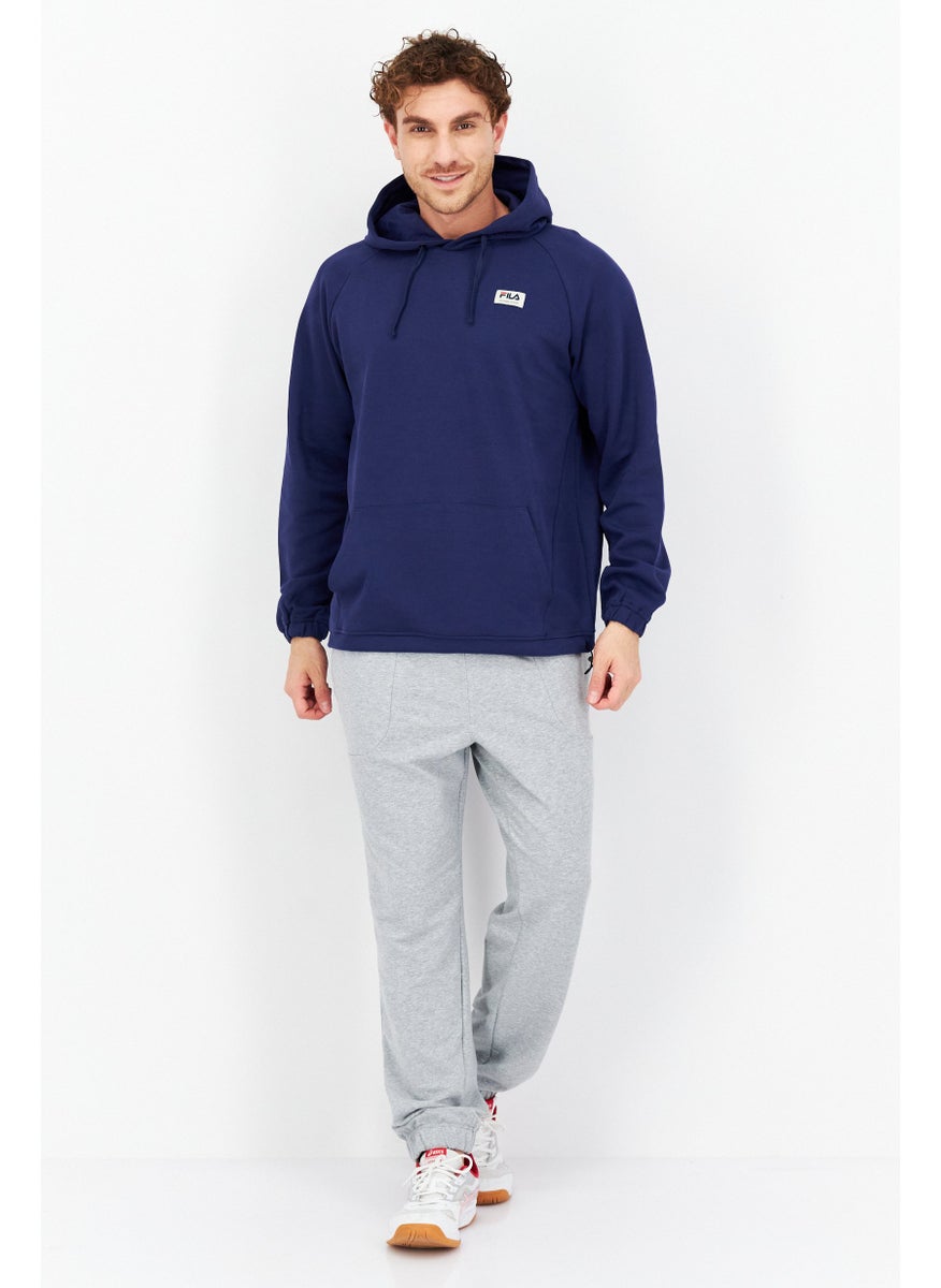 FILA Men Sportswear Fit Hood With Drawstring Long Sleeve Outdoor Hoodies, Navy Blue  - Image 4