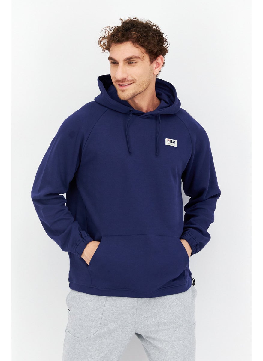 FILA Men Sportswear Fit Hood With Drawstring Long Sleeve Outdoor Hoodies, Navy Blue  - Image 1