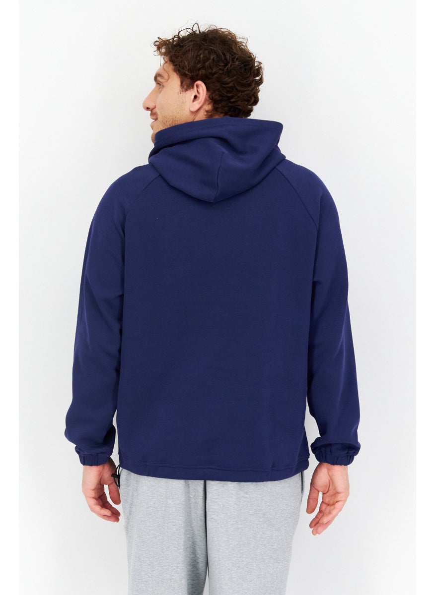 FILA Men Sportswear Fit Hood With Drawstring Long Sleeve Outdoor Hoodies, Navy Blue  - Image 2