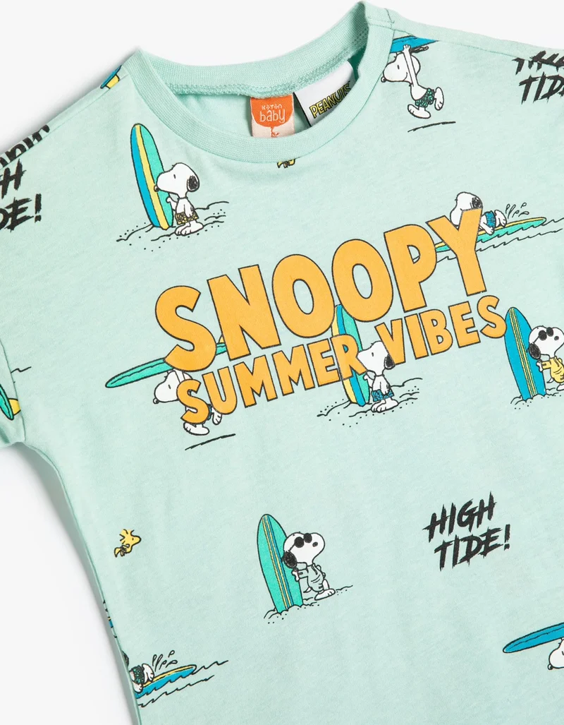 كوتون Snoopy T-Shirt Licensed Short Sleeve Crew Neck Cotton