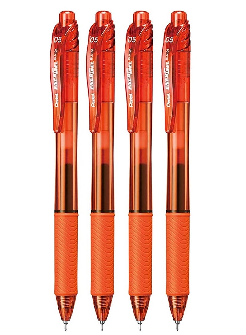 Pentel 4-Piece Energel Gel Ink Pen 0.5mm Tip Orange Ink - Image 1