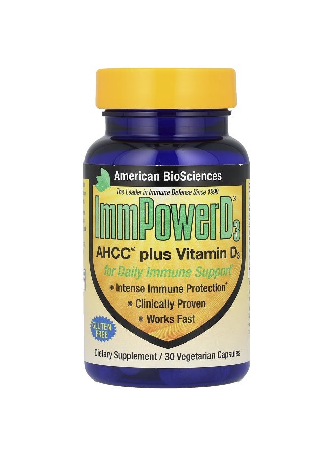 American BioSciences American Biosciences, ImmPower® D3, AHCC® Plus Vitamin D3, 30 Vegetarian Capsules