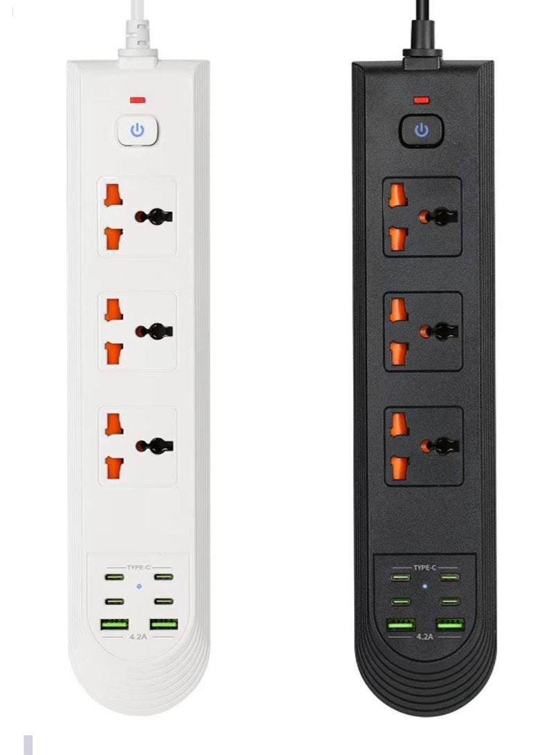 mpBLBERRI MP BLBERRI 3250W Power Extension Socket with USB & Type-C Ports – 3 AC Outlets, 2 USB, 4 USB-C Fast Charging – Overload Protection Power Strip – BLB-EX853 - Image 1