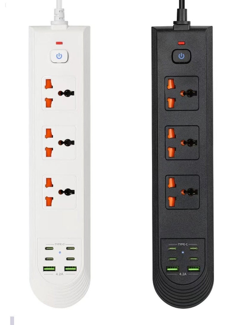 mpBLBERRI MP BLBERRI 3250W Power Extension Socket with USB & Type-C Ports – 3 AC Outlets, 2 USB, 4 USB-C Fast Charging – Overload Protection Power Strip – BLB-EX853 - Image 3