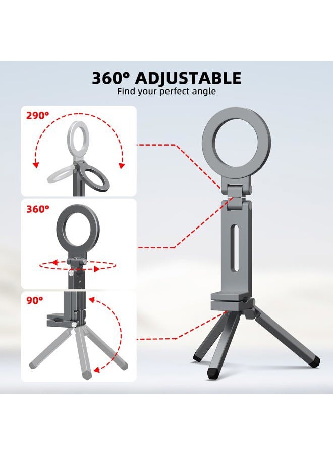 BRDRC Magnetic Tripod for iPhone, Airplane Phone Holder for MagSafe Selfie Stick Adapter Travel Foldable Clip Clamp Plane Desktop Stand for iPhone 16 15 14 13 12 Pro Max Mini Accessories - Image 3