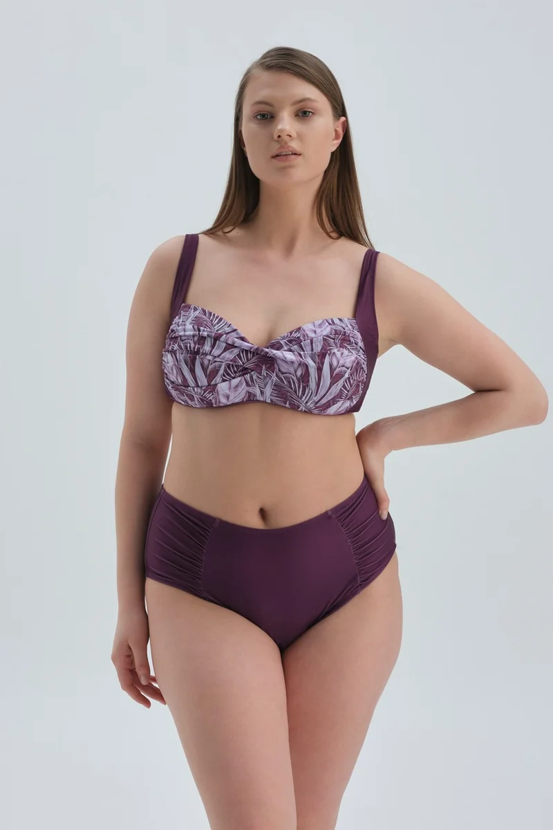 داجي Claret Red Slimming High Waist Bikini Bottom