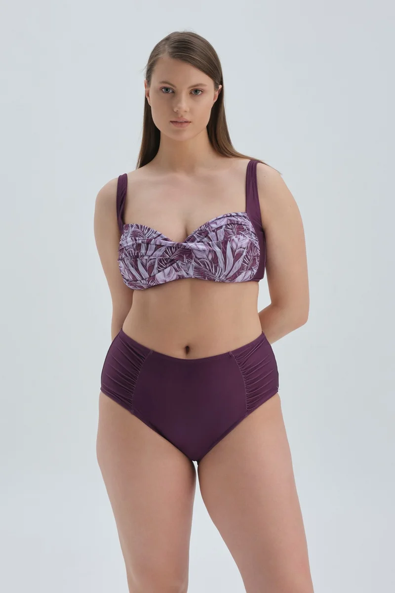 داجي Claret Red Slimming High Waist Bikini Bottom