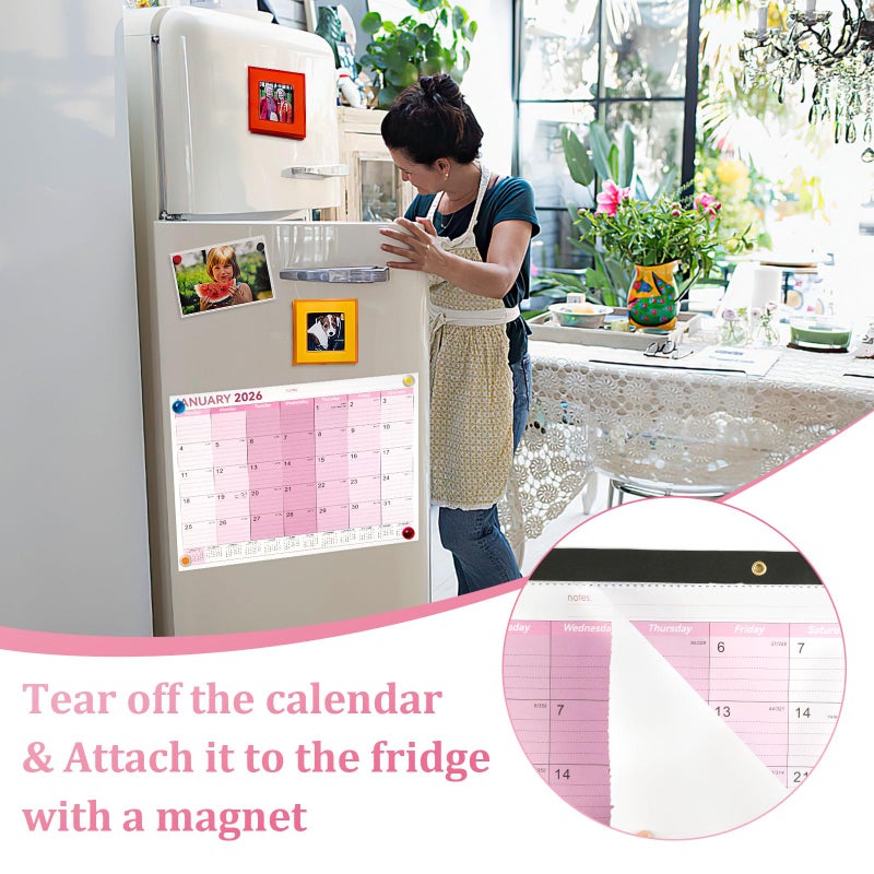 PEASUG Desk Calendar 2026-2027, 14" X 11" Desktop Calendar 2026-2027, 18 Months Calander Runs from Jan. 2026 to Jun. 2027, Academic Monthly Planner for Home School Office (Pink) - Image 5