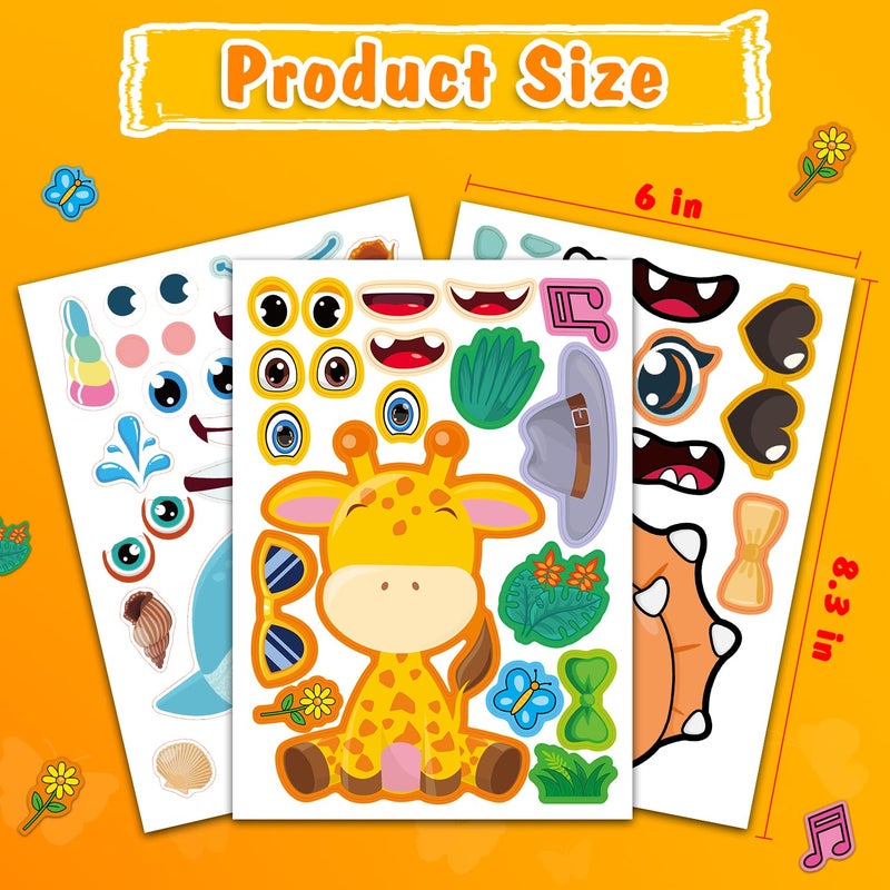 Aowplc 48 Sheets Make-a-Face Animal Stickers Mix and Match for Kids Party Favors Supplies Activities Crafts - Image 3