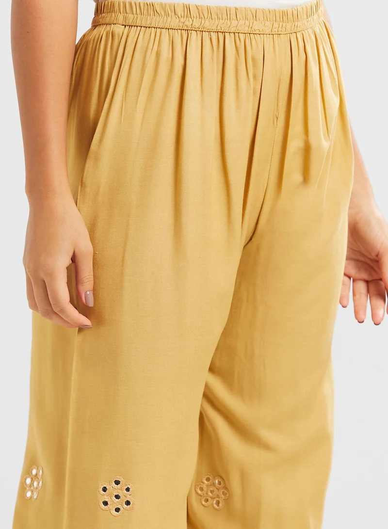 kolaba Embroidered Foil Detail Palazzo