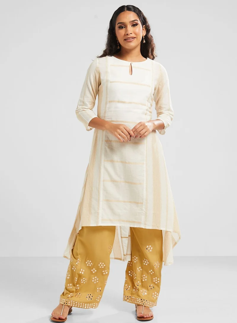 kolaba Embroidered Foil Detail Palazzo