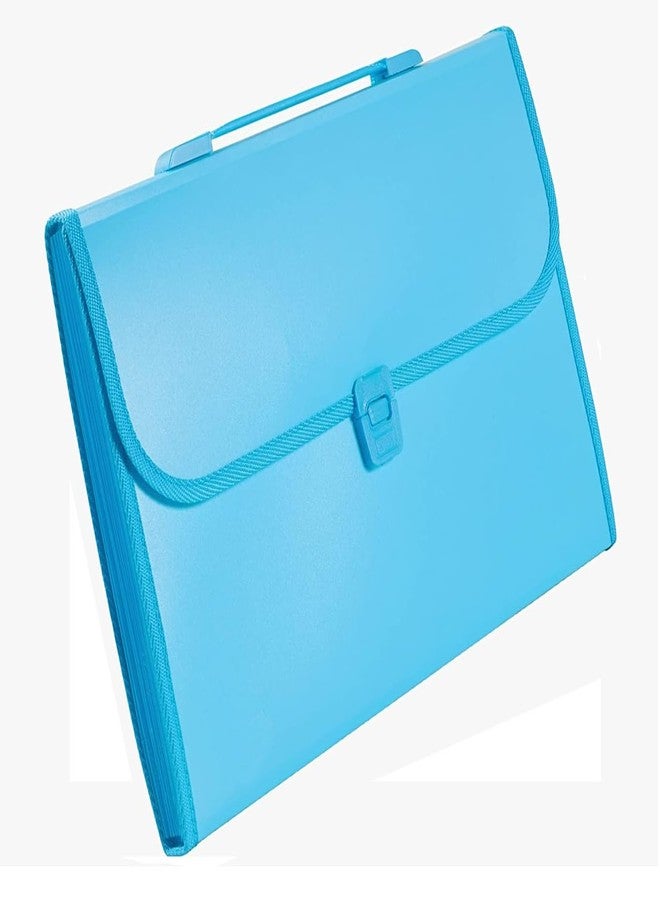 Shining Zon 13 Pockets Plastic Expanding File Folder Documents Large Size A4 Fs Letter Paper Holder with Carry Handle for School Office Home Collage Certificate Organizer (Pack of 1 Blue Colour) - Image 2