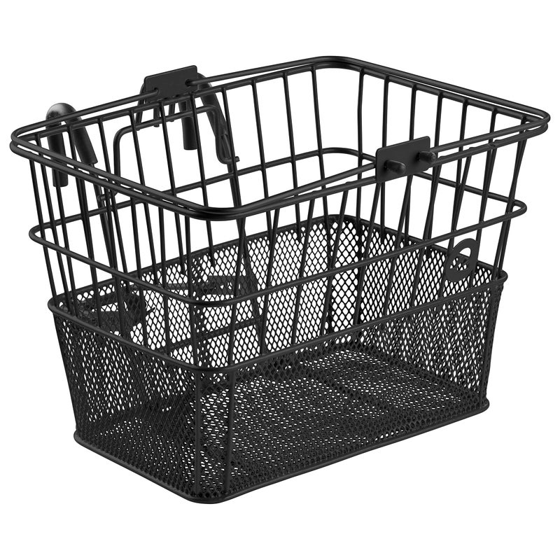 Retrospec Apollo Detachable Front Bike Basket Steel Half-Mesh with Integrated Detachable Hooks and Built-in Handle, Easy Assembly and Portability for Bicycles - Image 1