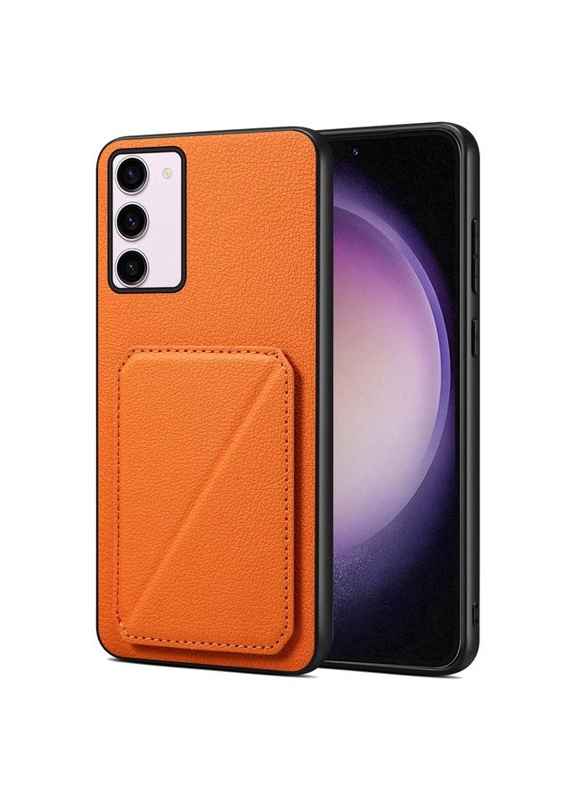 Denior Case For Samsung Galaxy S23 5G Imitation Calf Leather Back Phone Case with Holder - Image 1