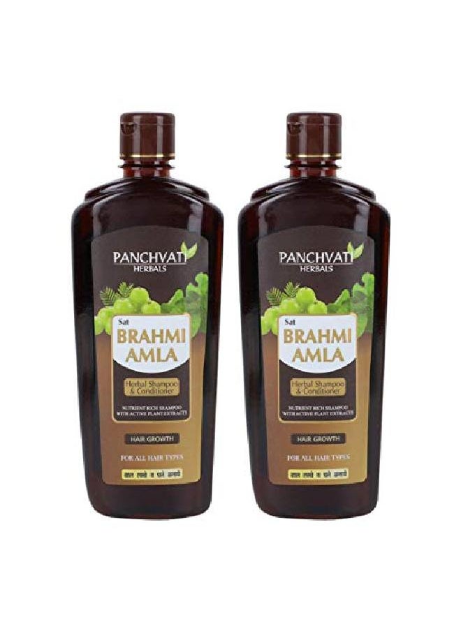 Panchvati Herbals Brahmi Amla Shampoo Promotes faster hair growth Reduces hair fall Avoids premature greying pack of 2 (Each 450 ml)  - Image 1