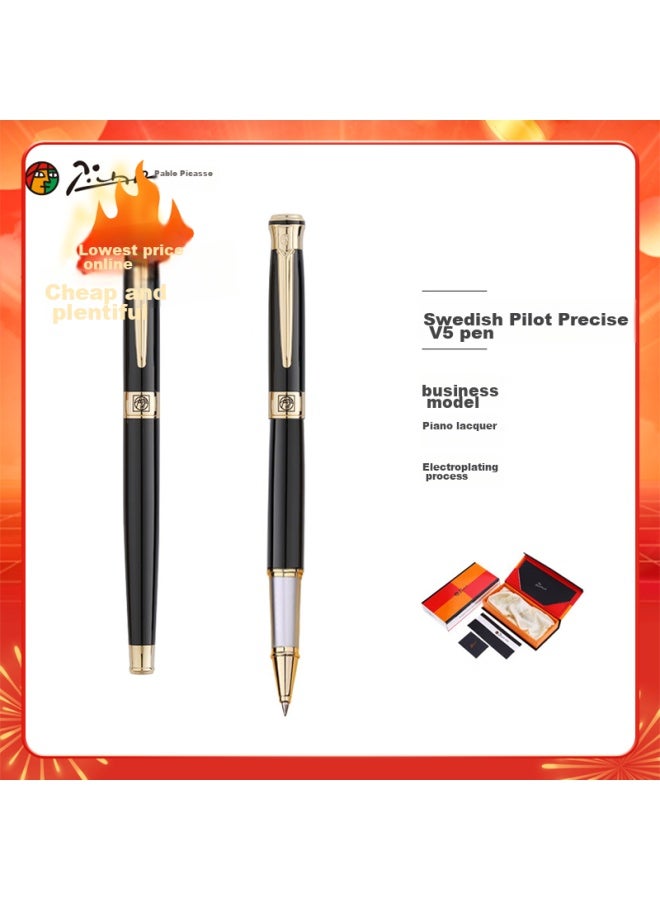 Pimio Signature Pen، قلم حبر جاف هدية للمكتب التجاري، قلم توقيع للبالغين، قلم لتدريب الخط للطلاب، هدية عيد ميلاد للرجال والنساء، 0.5 مم، 903 أسود لامع - Image 1