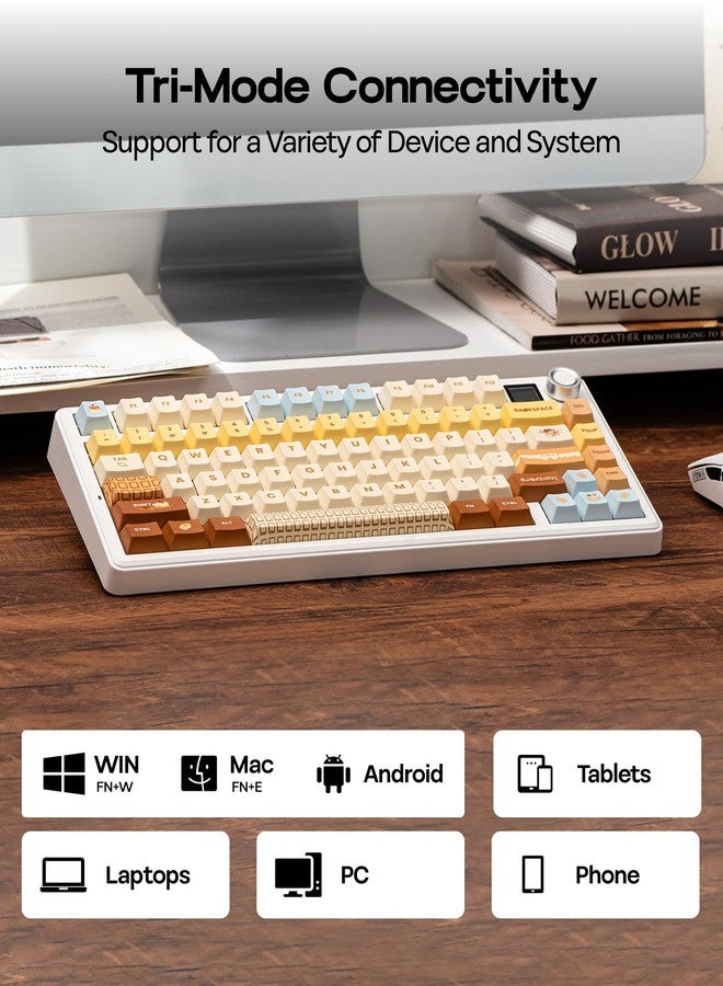 ابوماكر لوحة مفاتيح الألعاب اللاسلكية ثلاثية الأوضاع EPOMAKER X AULA F75 MAX، شاشة TFT، زر تحكم، قابلة للتبديل السريع، 2.4 جيجاهرتز/Type-C/BT5.0، لون كريمي، لأجهزة الكمبيوتر الشخصية/ماك/المكتب/الألعاب (لون الكراميل) - Image 4