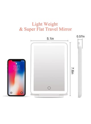 Rechargeable Travel Makeup Vanity Mirror with 72 Led Lights, Portable Lighted Makeup Beauty Mirror, 3 Color Lighting, Dimmable Touch Screen, Tabletop LED Folding Cosmetic Mirror with Lights - view 2