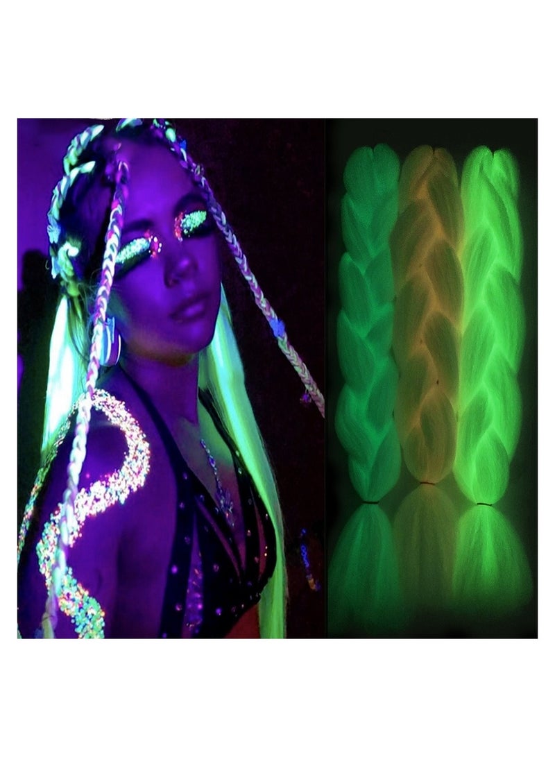 Estelle 3 Pieces Night light Synthetic Hair Extension for Braiding (Dark Green Night Light) - Image 1