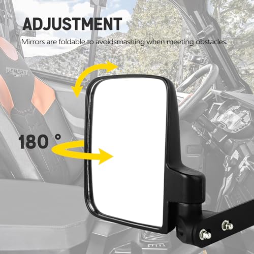 UNIGT Factory-style Non-destructive Side View Mirror Compatible with 2016-2024 Polaris General 1000 EPS XP 4 1000 Rear Sideview Mirrors to Pro-Fit Cage Factory Mount - Image 5