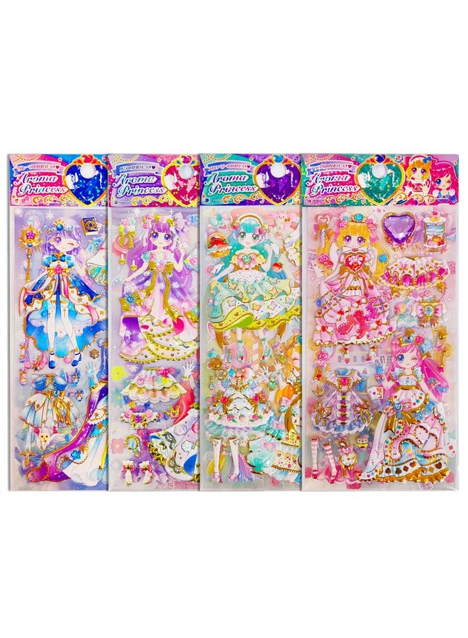 فنبلاست مجموعة ملصقات FunBlast Kawaii - مجموعة من 4 ملصقات تغيير ملابس الأميرات، ملصقات ثلاثية الأبعاد اصنعها بنفسك للفتيات، ملصقات جمالية، ملصقات لطيفة، ملصقات ذاتية اللصق، مجموعة ملصقات منتفخة (17+18+19+20) - Image 1